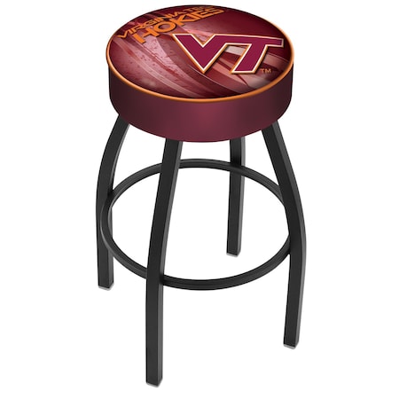 Holland Bar Stool Co 30" 4" Virginia Tech Cushion Seat, Blk Wrinkle Base Swivel Bar Stool L8B130VATech-D2